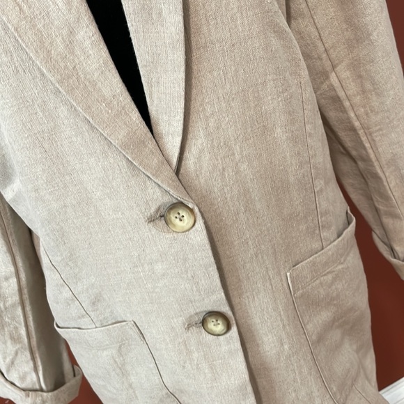 Classic Natural French Flax Linen Blazer NWT - Picture 3 of 7
